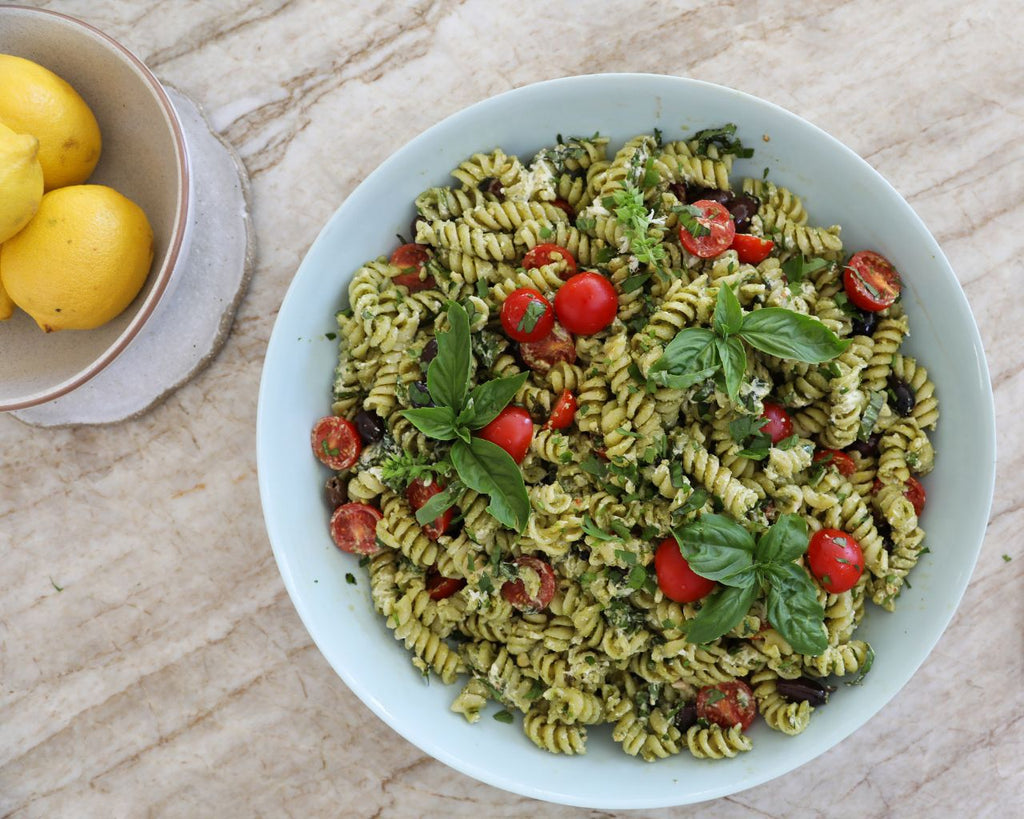 Tomato and Pesto Spelt Pasta Salad