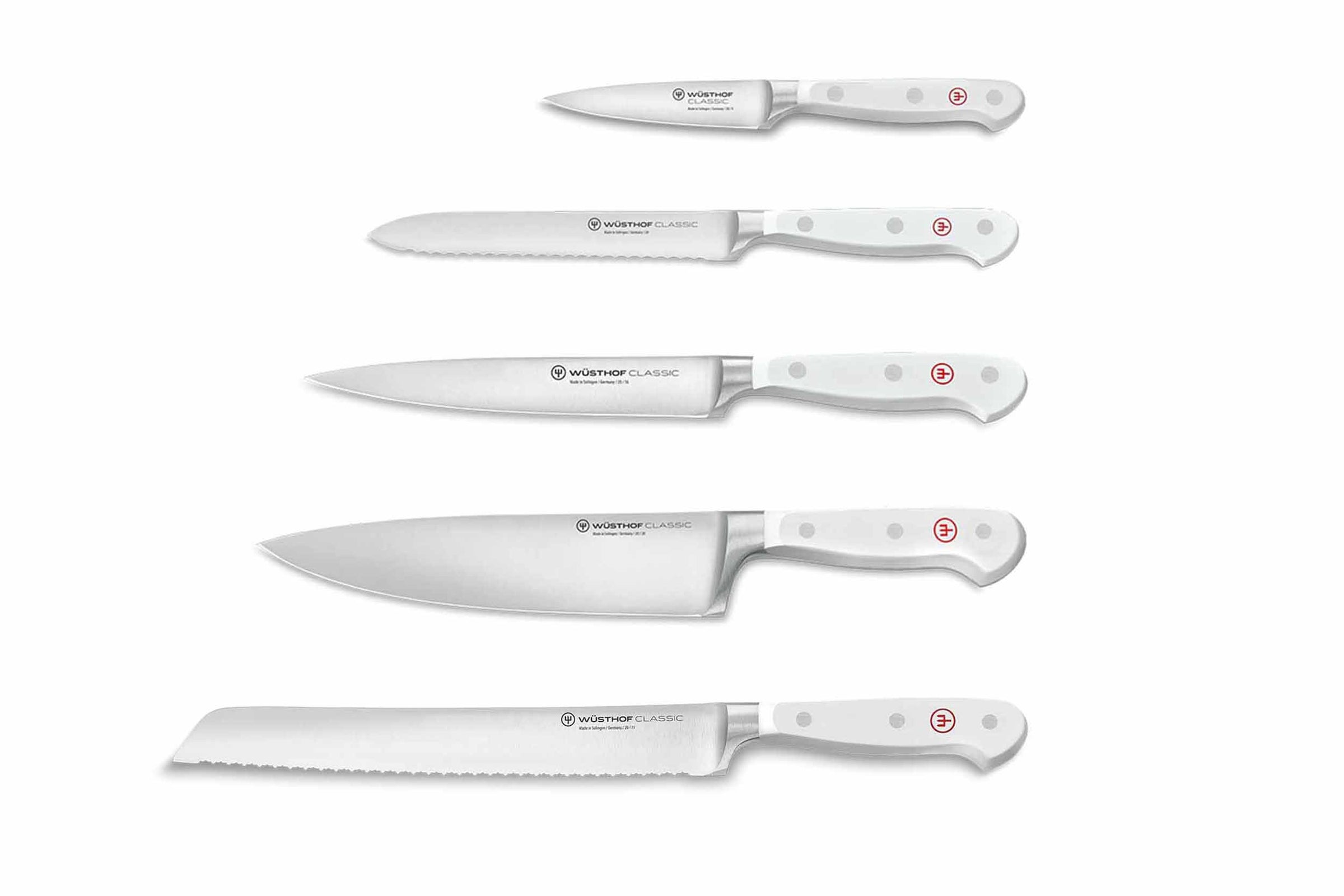 Wüsthof Classic knife set 6-pieces White bread knife version with slim  knife block